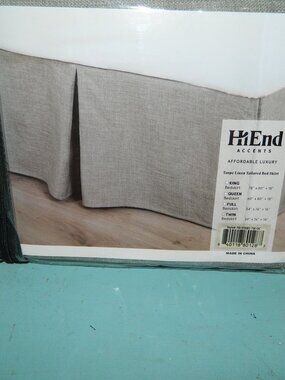 HiEnd Accents Taupe Linen Tailored Bed Skirt Twin NEW